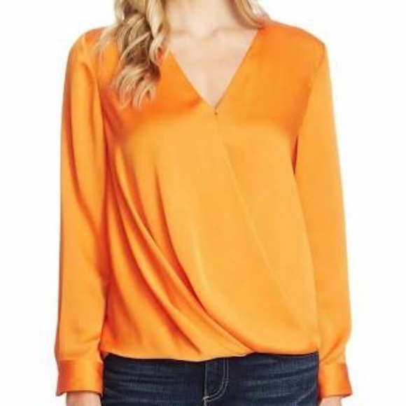 Vince Camuto Wrap Front Hammer Satin Blouse - Picture 1 of 6